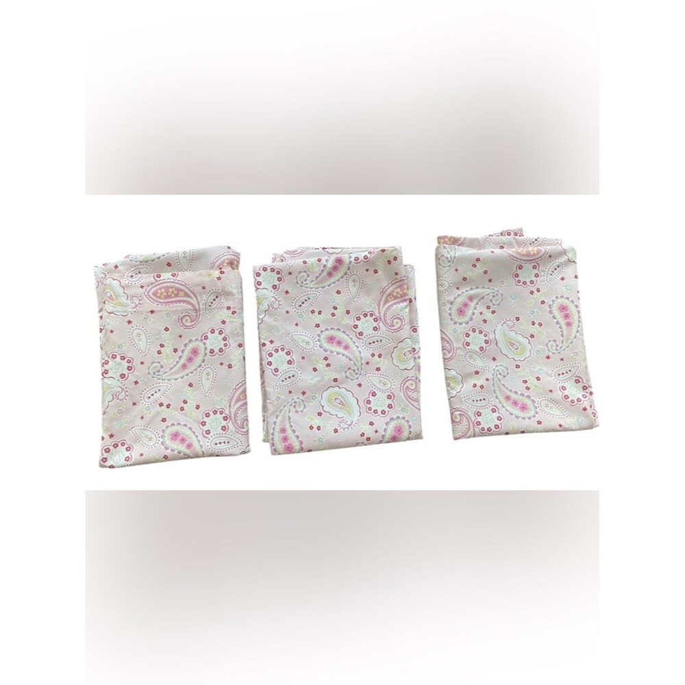 Pottery Barn Kids Girls Pink Paisley Window Curtains SET OF 3. 44 x 63 inches.